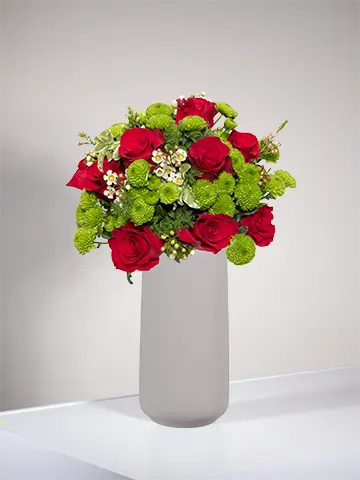 Bouquet roselline rosse santini verdi